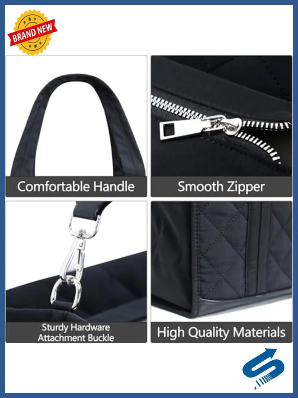 Cute Boxy Tote Bag with Zipper for Women, Lightweight 15L Work Travel College